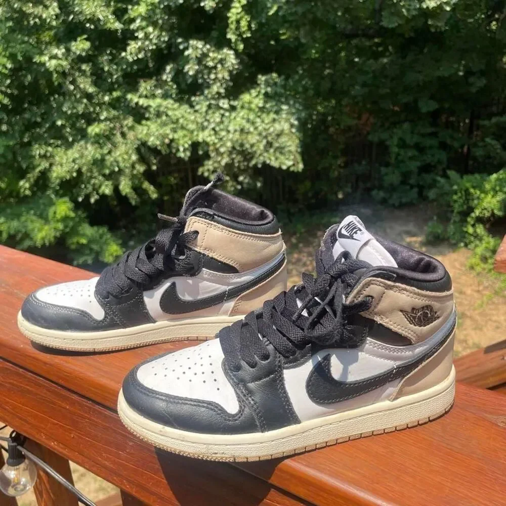 Jordan Youth 1.5  Retro High OG Latte Black and White Sneakers